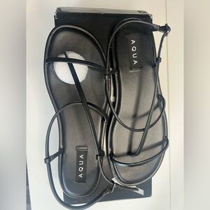 New Aqua Women's Black Strappy Sandals Retails $89